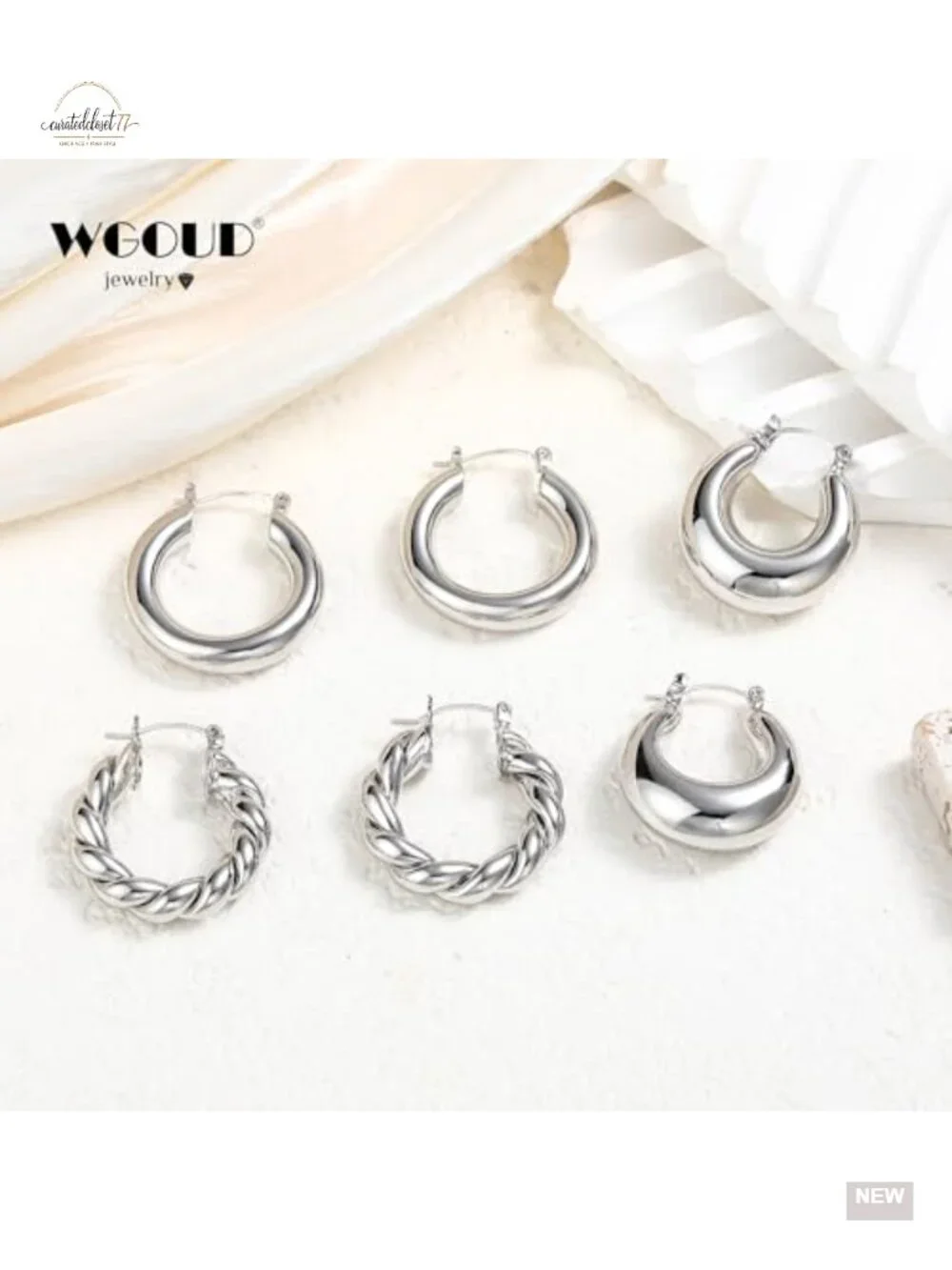 14K Gold Plated Chunky Hoop Earrings Set for Women, Hypoallergenic 925 Sterling